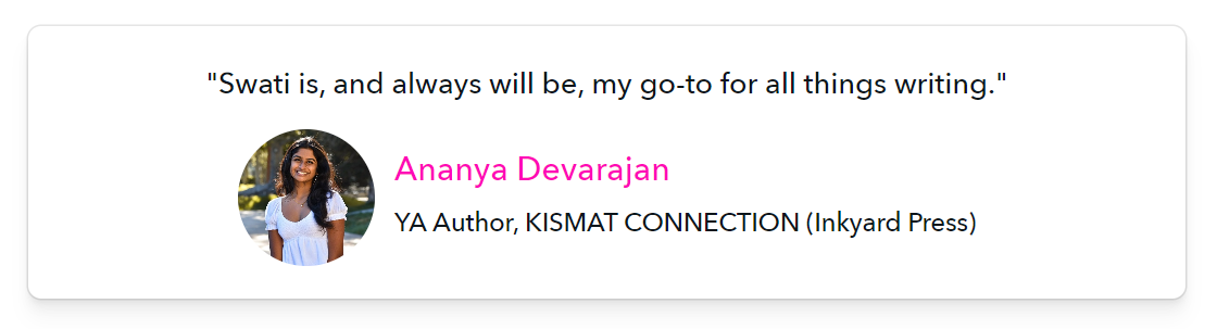 ananya testimonial podia ananya devarajan testimonial swati hegde author coach editor