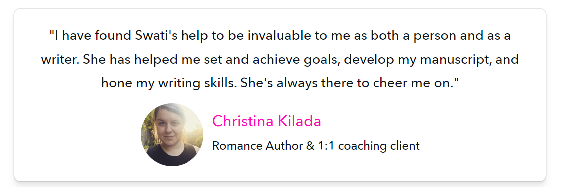 christina testimonial podia christina kilada testimonial for swati hegde author editor coach